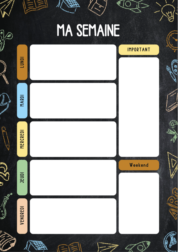 Planning enfant TDAH à imprimer.