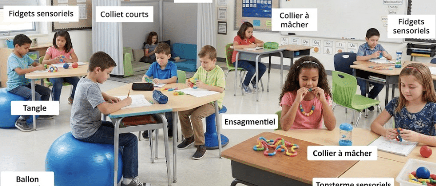 Outils de concentration, aménagement, enfants, TTH, consentement, échec scolaire.