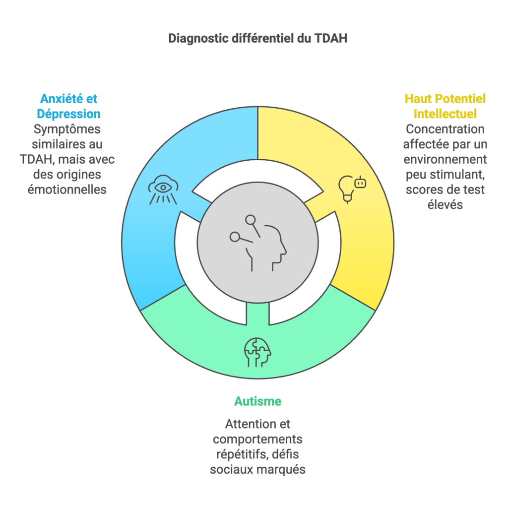 différences entre tdah et hp et autisme