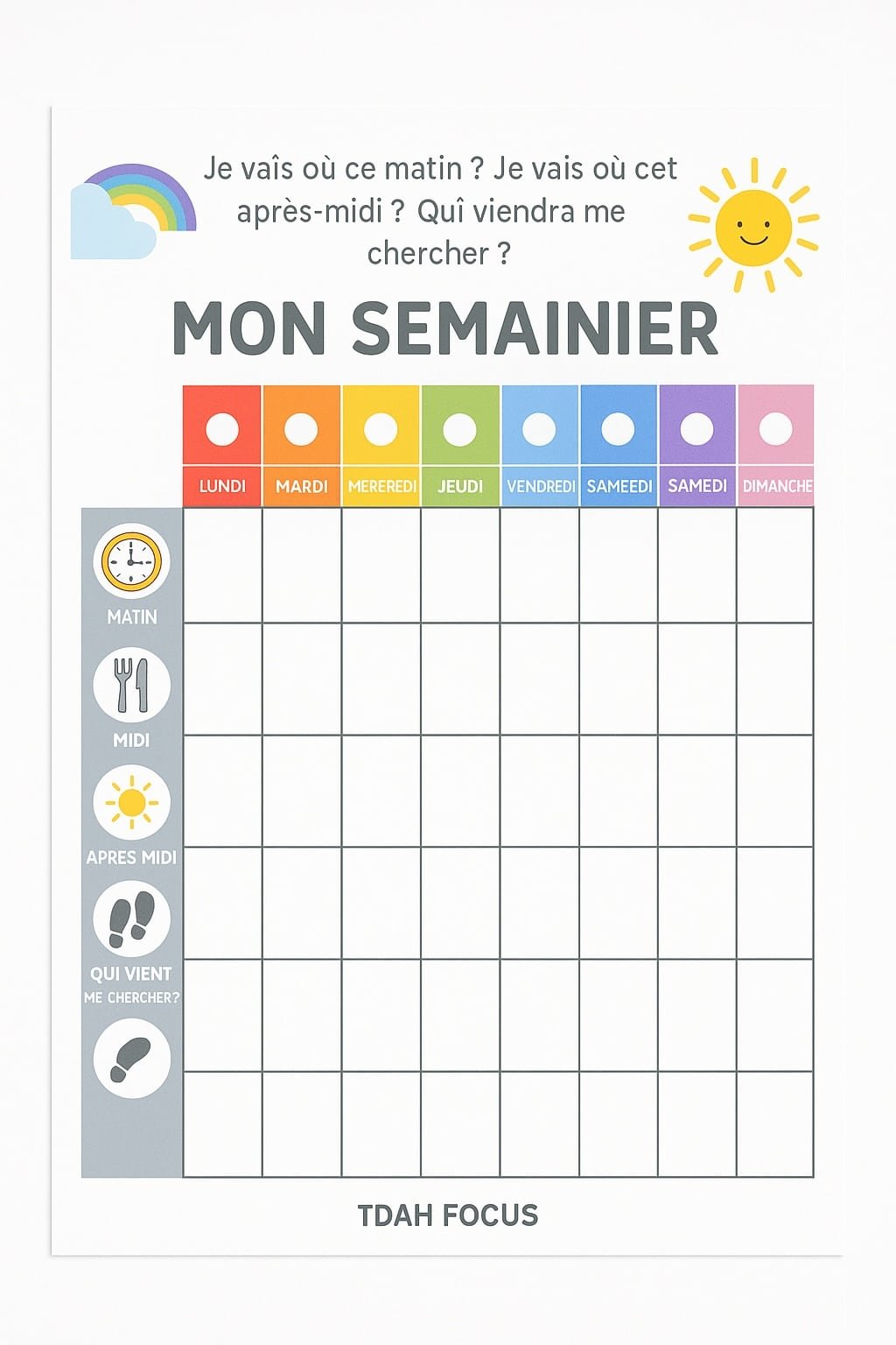 tdah routines enfants imprimer