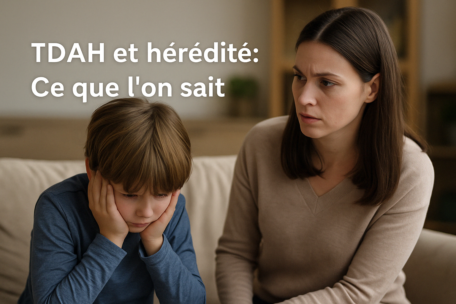 Mère et enfant partageant un moment calme, illustrant la transmission génétique et héréditaire du TDAH
