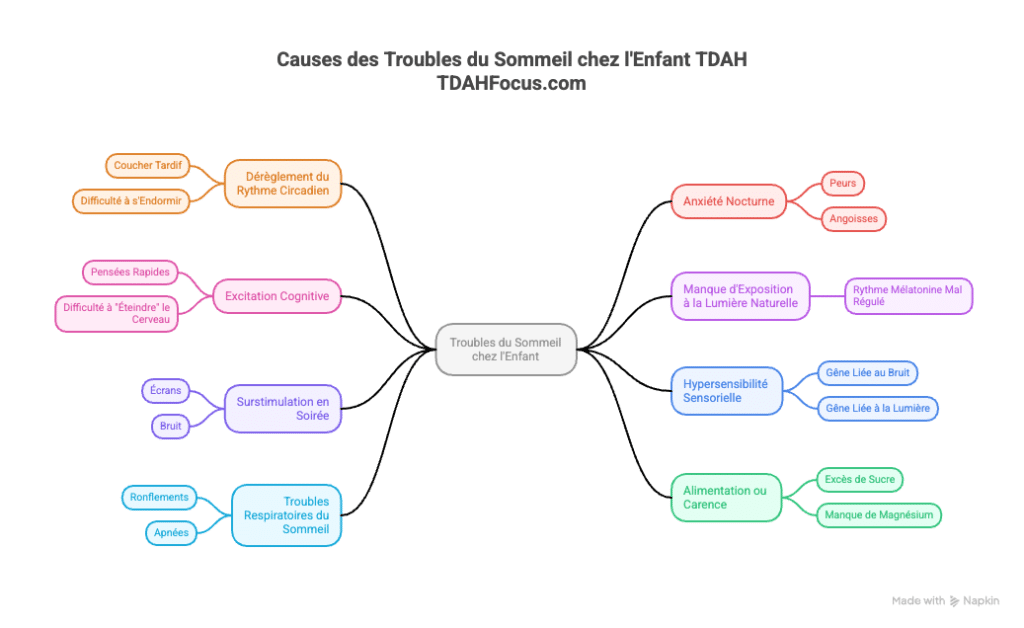 Infographie TDAH enfants sommeil mélatonine slénitone