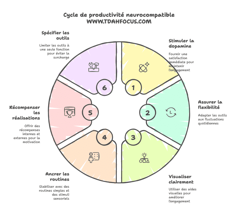 infographie outils productivité chez adulte tdah