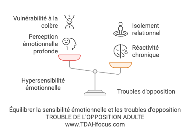 infographie trouble de l'opposition chez un adulte avec tdah colère et rebellion