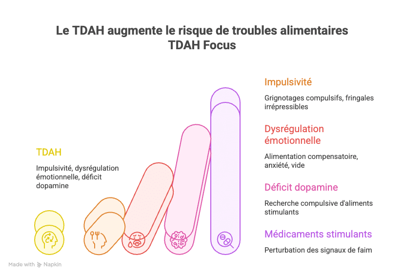 TDAH, troubles alimentaires, hyperphagie, anorexie, perte d'appétit.