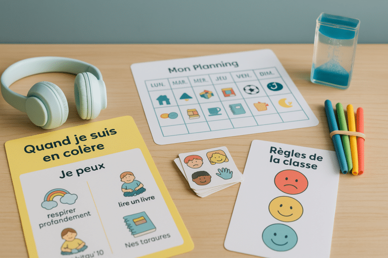 Outils pédagogiques pour enfant TDAH : supports visuels, routines, fidgets, concentration
