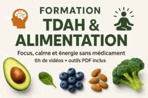 Plan de repas sain pour TDAH avec aliments riches en oméga-3 et magnésium.