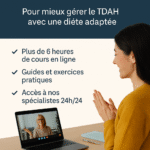Adulte TDAH AVEC UNE formation tdah en ligne boostant sa concentration grâce à une alimentation adaptée.