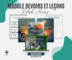 Outils, fiches pour faire les devoirs et les leçons. Enfants hyperactifs TDAH.