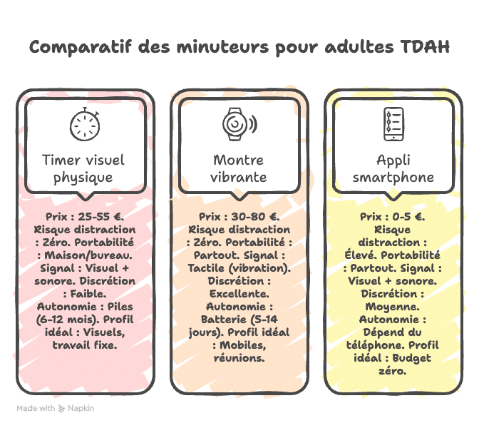 comparatif système de timer et pomodoro neurodivergent