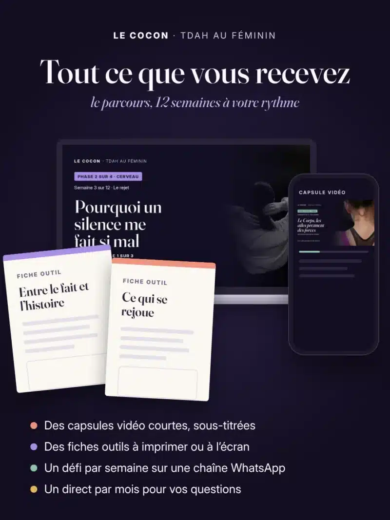 Le Cocon TDAH au féminin, le parcours, programme en ligne pour les femmes TDAH