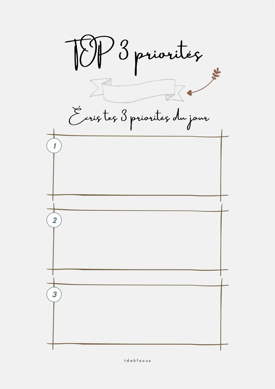 Fiche Top 3 priorités du jour