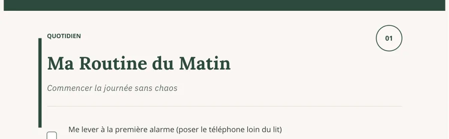 Aperçu : Mes Listes Essentielles : 01 Ma Routine du Matin